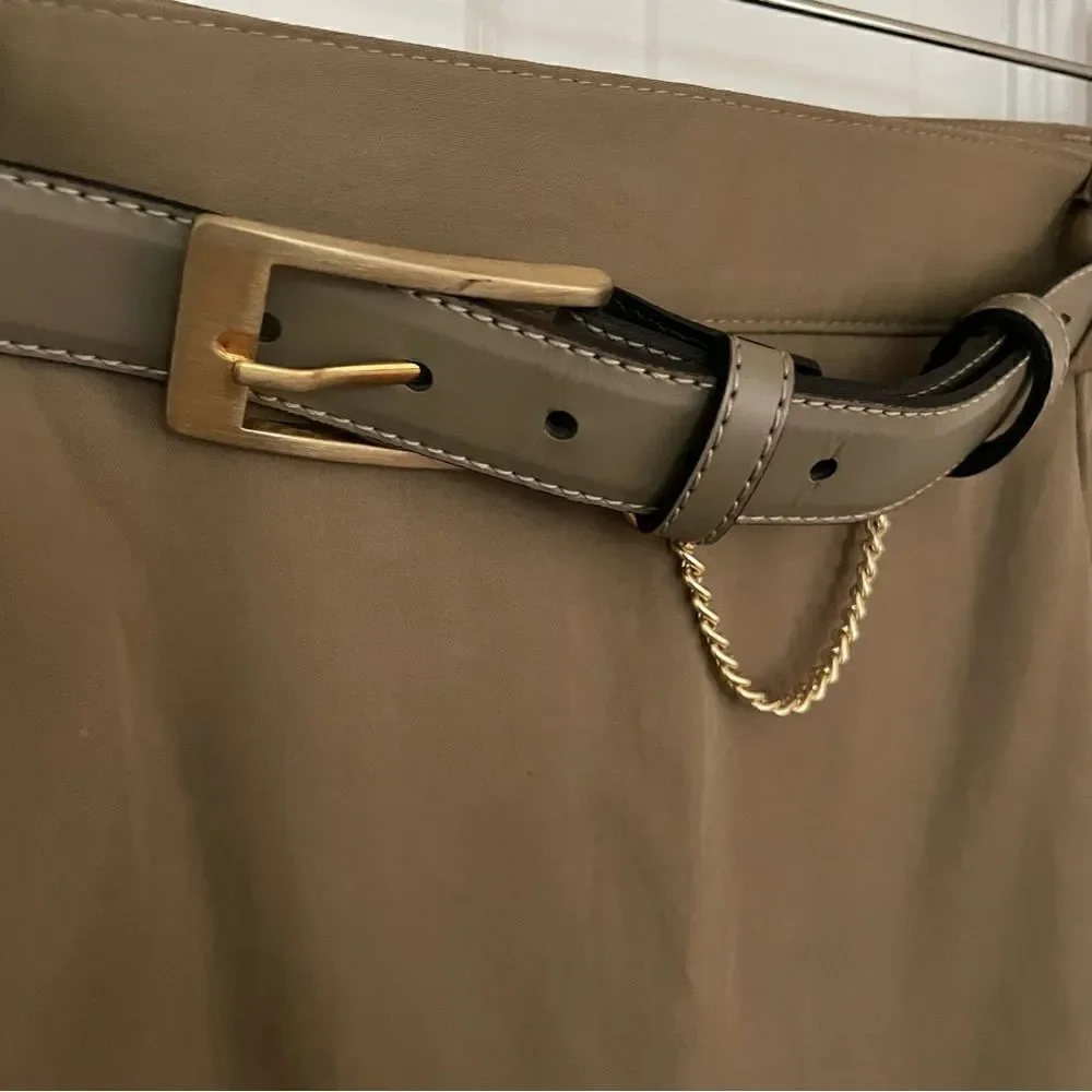 Lucia Olive Green Pencil Skirt with Belt - Picture 3 of 4